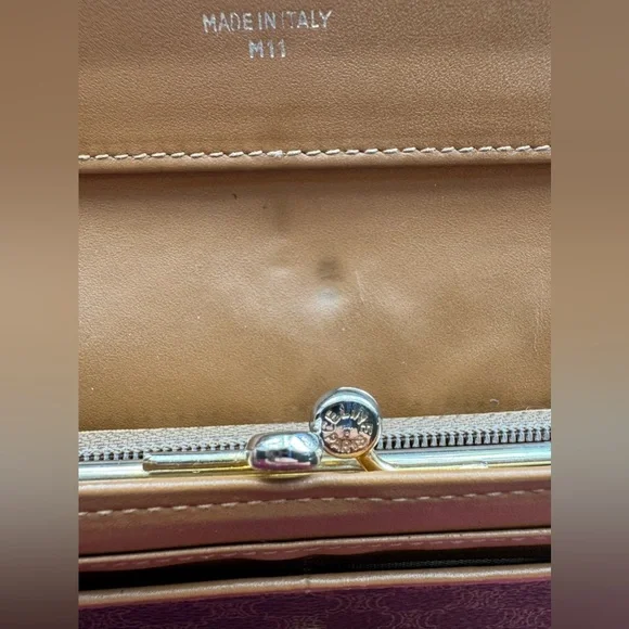 Celine Monogram Leather Long Wallet PVC W/ Kiss Lock And Gold Accents - Picture 11 of 16